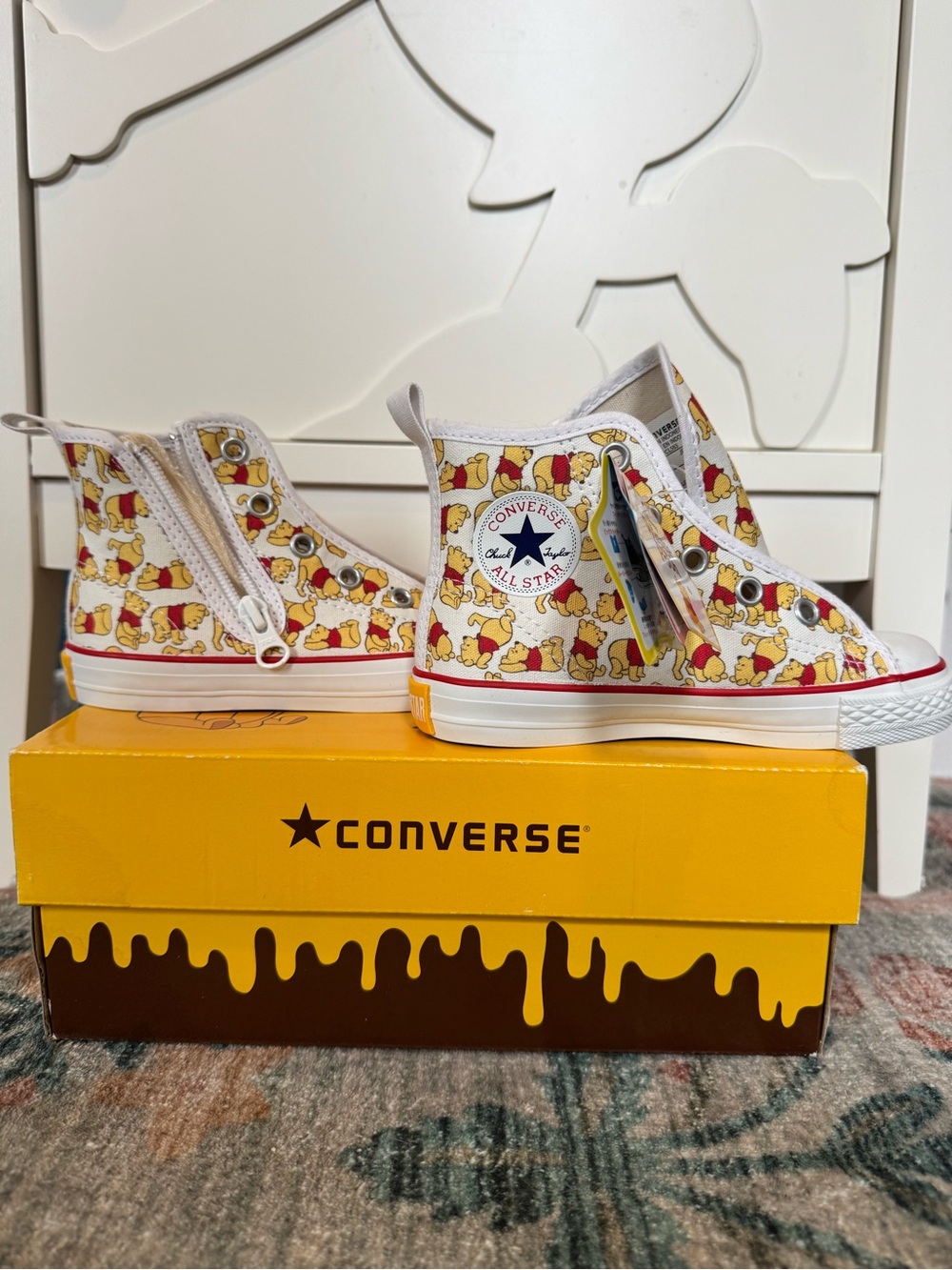Converse Winnie the Pooh High Top Sneakers – Yellow/White/Red
